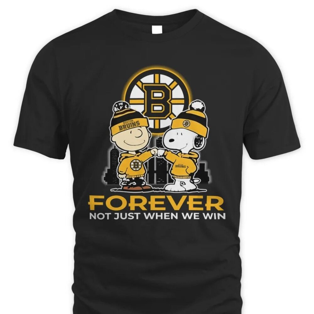 Peanuts Snoopy Charlie Brown Boston Bruins Graphic T-Shirt NHL Fan Game Day 05